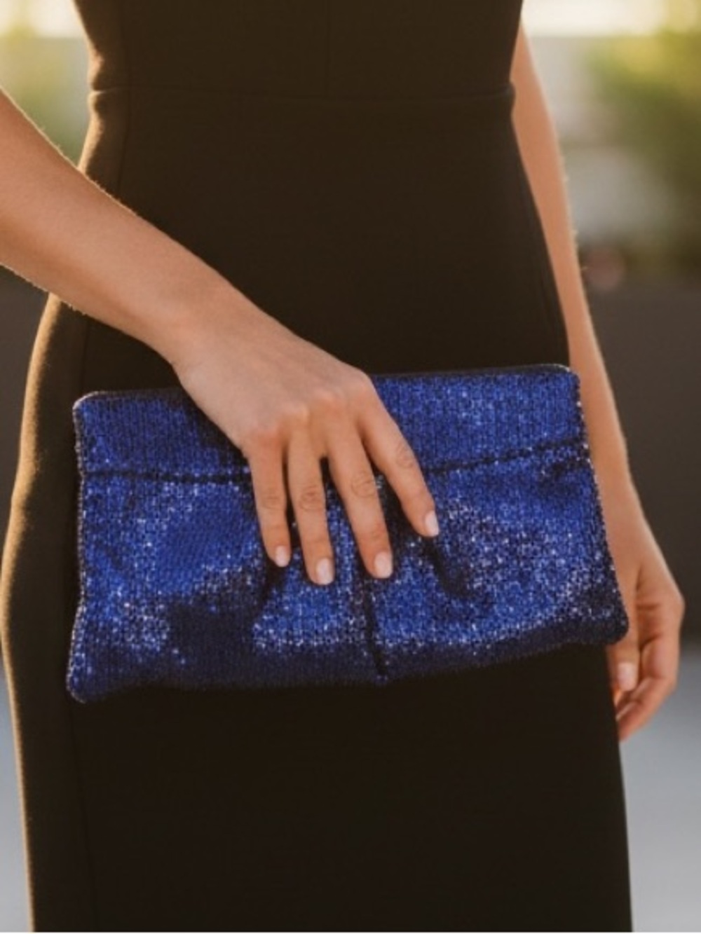 Blue Sequin Evening Clutch - Designer Style